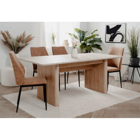 Pikendatav söögilaud Saila 90x160/200 cm (hickory tamm/liivakivi)