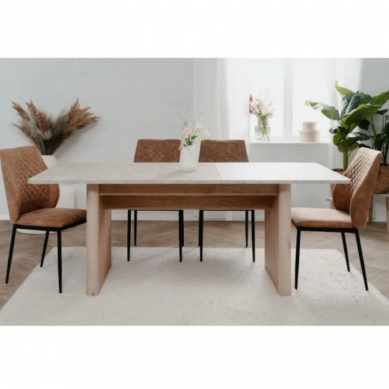 Pikendatav söögilaud Saila 90x160/200 cm (hickory tamm/liivakivi)