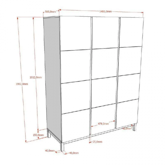Vipack Riidekapp Eva 3u (valge)