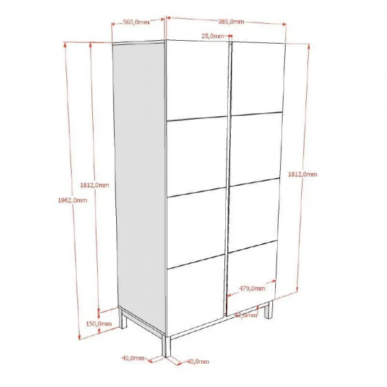 Vipack Riidekapp Eva 2u (valge)