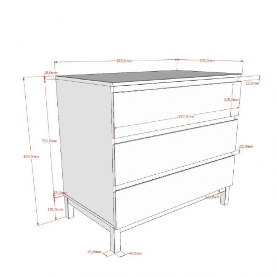 Vipack Kummut Eva 3s (valge)