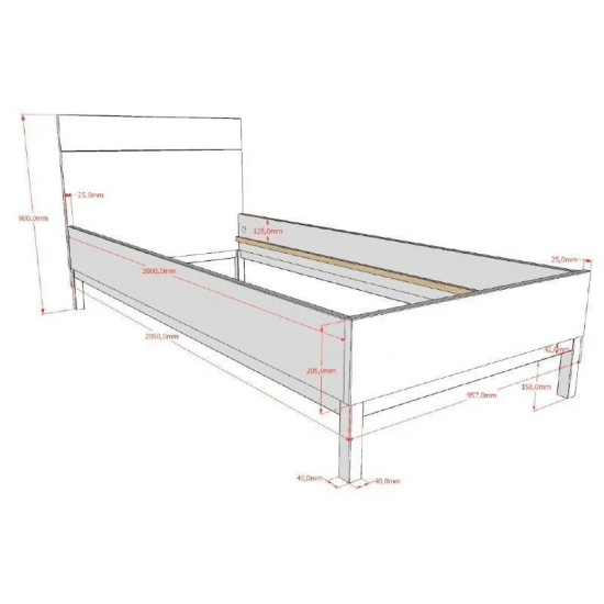 Vipack Voodi Eva 90x200 cm (valge)