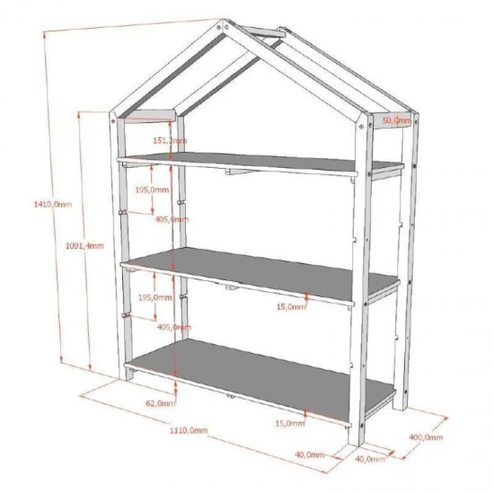 Vipack Raamaturiiul Dallas (valge)
