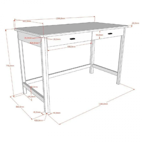 Vipack Kirjutuslaud Forrest 120x60 cm (õlitatud tamm)