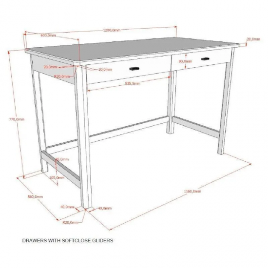 Vipack Kirjutuslaud Forrest 120x60 cm (valge)