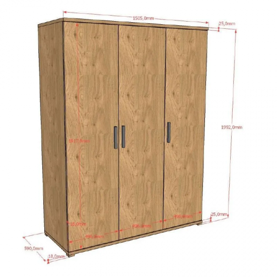 Vipack Riidekapp Sam 3u (tamm)