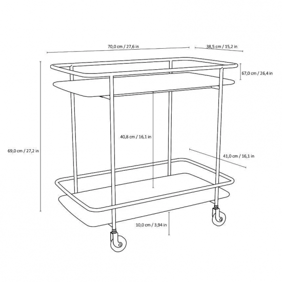 CoreOne abilaud ratastel Trolley 70x40 (pruun/tamm) CoreOne abilaud ratastel Trolley 70x40 (pruun/tamm)