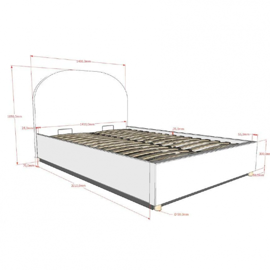 Vipack Pesukastiga voodi Moon 140x200 cm (roosa)