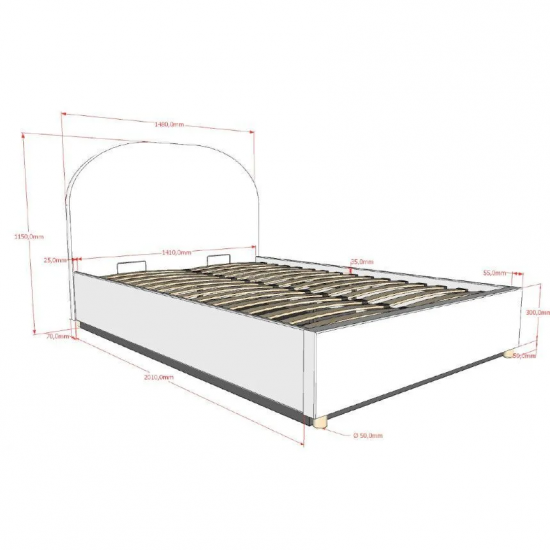 Vipack Pesukastiga voodi Moon 140x200 cm (valge)