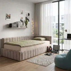 Pesukastiga voodi Teddy 90x200 cm (beež)