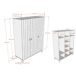 Vipack riidekapp Sezane 3u (savihall/pähkel)