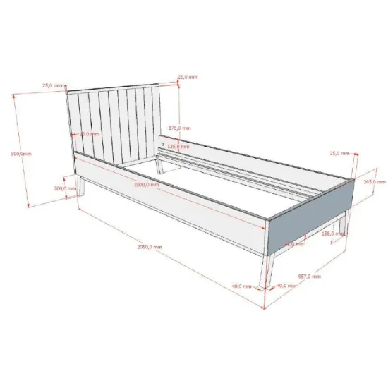Vipack voodi Sezane 90x200 cm (savihall/pähkel)