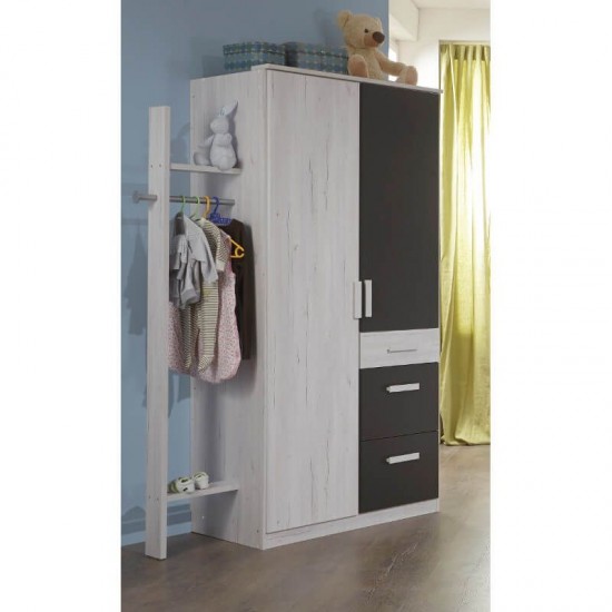 Riidekapp Cariba (valge tamm/grafiit) Riidekapp Cariba (valge tamm/grafiit)