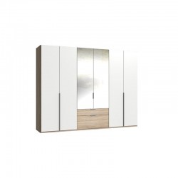Riidekapp New York A H208 (valge/hele tamm/peegel) 270cm Riidekapp New York A H208 (valge/hele tamm/peegel) 270cm