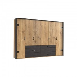 Riidekapp Detroit (tammeplank/must)