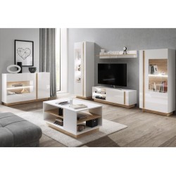 Vitriinkapp Clair (valge/tamm)