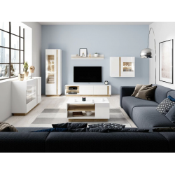 Vitriinkapp Clair (valge/tamm)