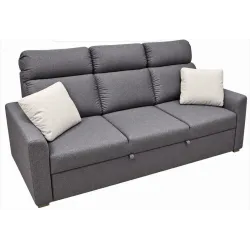 Kõrge seljatoega 3-ne diivanvoodi, tumehall 227cm