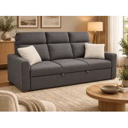Kõrge seljatoega 3-ne diivanvoodi, tumehall 227cm
